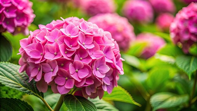 Pink hydrangea flower in full bloom, hydrangea, pink, flower, bloom, garden, plant, nature, vibrant, petal, beautiful