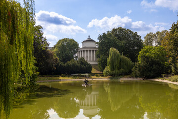 Warsaw, Poland - August 6, 2024: Royal Łazienki Park in Warsaw, Palace in the park, Lazienki Palace, Poland Outdoors