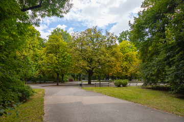 Warsaw, Poland - August 6, 2024: Royal Łazienki Park in Warsaw, Palace in the park, Lazienki Palace, Poland Outdoors