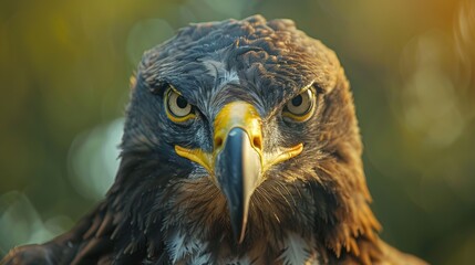 Naklejka premium Serpent-Eagle close-up face.(Spilornis cheela)