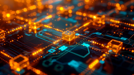 Obraz premium cryptocurrency transactions with digital coins, blockchain networks, and secure digital wallets. Incorporate glowing nodes, blockchain chains, highlight the technology, online business finance tech 