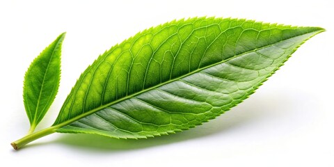 Obraz premium Green tea leaf isolated on background, green tea, leaf, isolated,background, herb, healthy, organic, fresh, natural, beverage