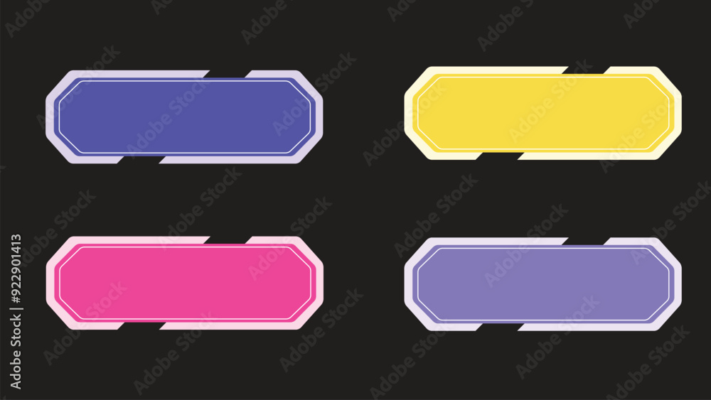 Poster text box design with 4 sets of colors, banner text box, text box with various colors