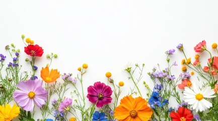 A stunning and beautiful array filled with colorful wildflowers elegantly creates a charming and enchanting border, making it the perfect choice for naturethemed designs and delightful invitations