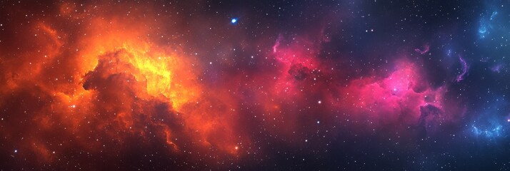 Obraz premium A breathtaking and mesmerizing view of a colorful nebula that is filled with countless stars and cosmic dust particles