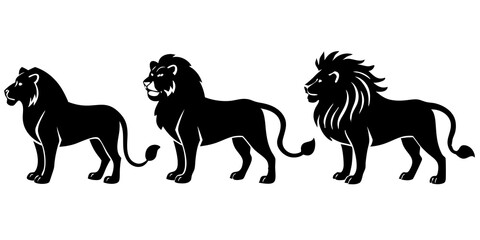 Lion icons silhouette vector art illustration
