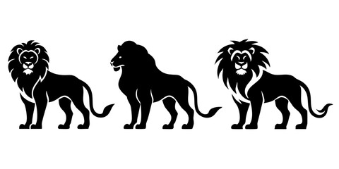 Lion icons silhouette vector art illustration
