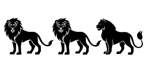 Lion icons silhouette vector art illustration

