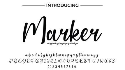 Marker Font Stylish brush painted an uppercase vector letters, alphabet, typeface