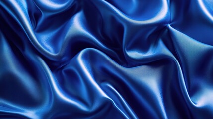 Obraz premium Abstract Blue Satin Drape: A luxurious and elegant close-up of a smooth, flowing blue satin fabric, with soft, rippling folds