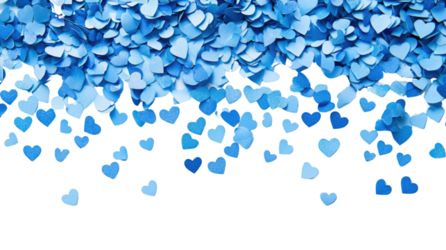 Blue heart confetti transparent background