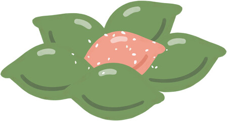 깨가 올라간 모둠 송편