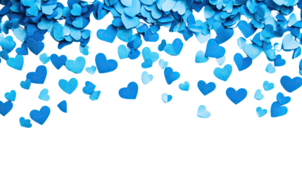 Blue heart confetti transparent background