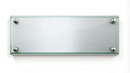 Blank glass nameplate with a sleek design and finish isolated on a white background, glass, nameplate, blank, isolated, white
