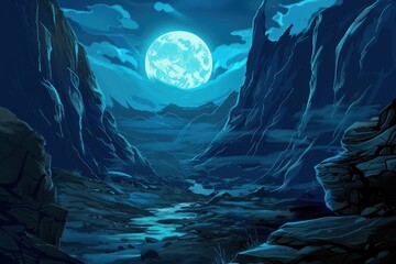 A Serene Nightscape Under a Full Moon