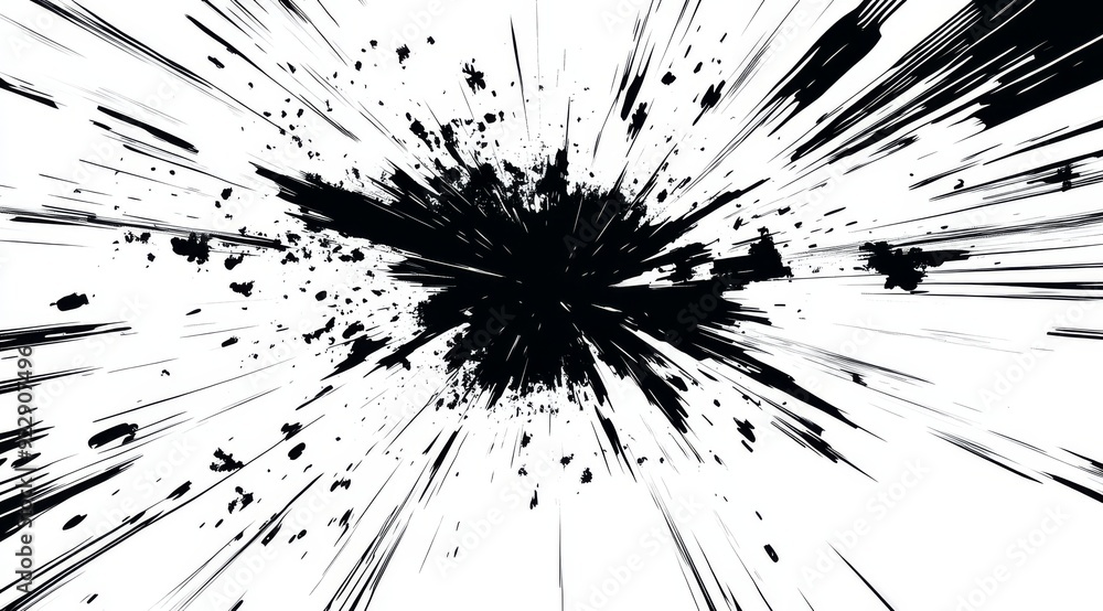 Aufkleber an eyecatching explosion effect that embodies a comic book style, featuring dynamic motion lines ext