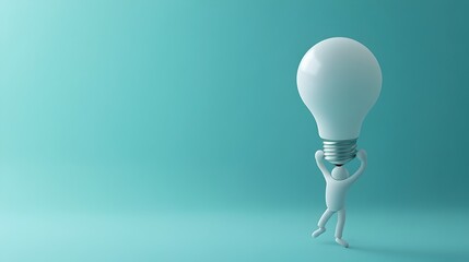 3D Person Lifting Brain Lightbulb   Breakthrough Ideas Creativity and Innovation Concept