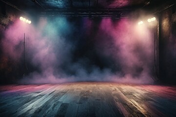 Stage with Smoke and Colored Lights