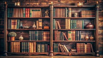 Vintage bookshelf with a collection of old books and decor, vintage, bookshelf, books, old, vintage decor, literature