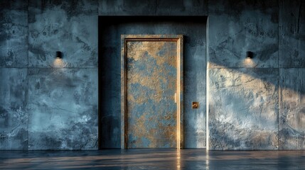 An open wardrobe made of sleek, modern materials stands against a backdrop  
