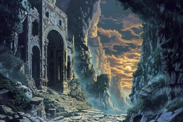 Ancient Stone Structure in a Mountain Gorge