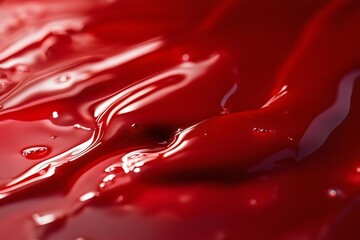 Abstract shiny red liquid texture flowing background for paint, blood and material design concept