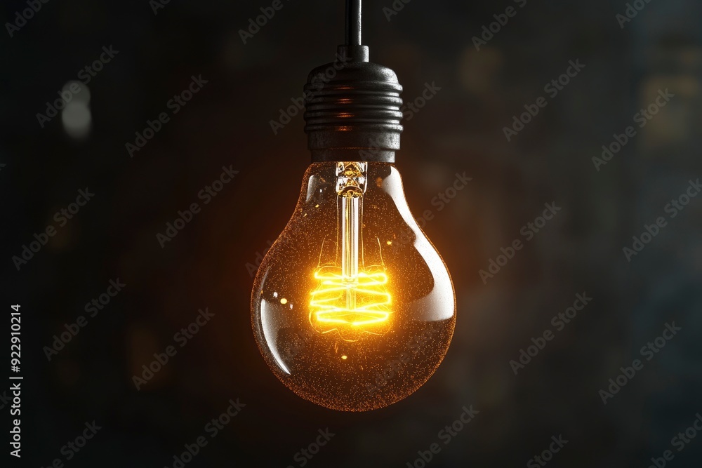 Wall mural old classic light bulb in front of background - 3D Illustration with generative ai