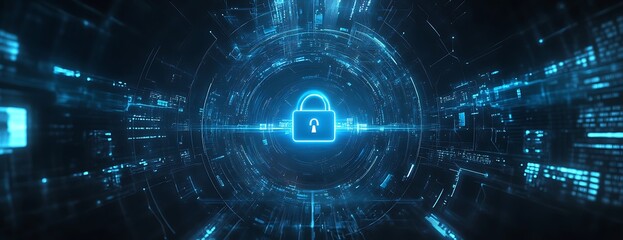 Obraz premium Abstract digital background with cyber security and data 