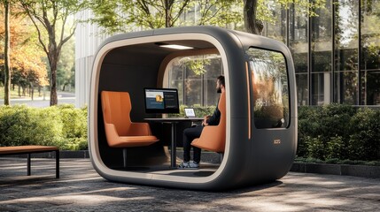 Fototapeta premium Innovative Office Pod for Quiet Work 