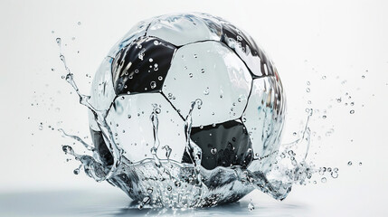 Naklejka premium football in splash water on a white bakcground