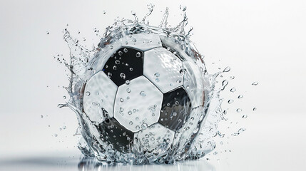 football in splash water on a white bakcground
