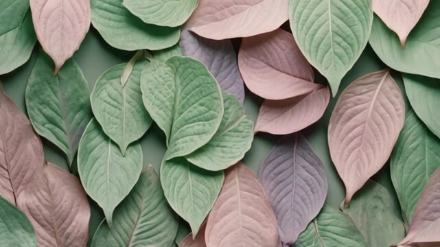 A repeating pattern of stylized leaves in pastel shades on a light background, creating a fresh, natural aesthetic, ideal for a phone wallpaper.