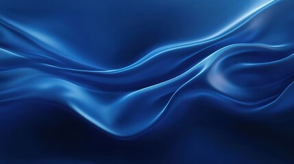 Obraz premium Fluid Blue Abstract: Serene waves of luxurious, deep blue silk fabric create a captivating abstract background, perfect for design projects needing a touch of elegance and sophistication. 