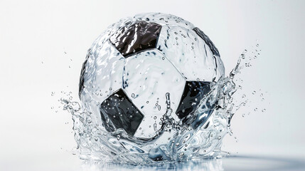 football in splash water on a white bakcground