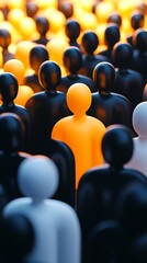 Fototapeta premium Liadership, difference and standing out of crowd concept. 3D rendered illustration. 3d crowd. Illustrations