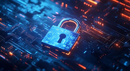 Abstract digital background with cyber security and data 