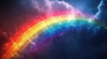 Obraz premium Rainbow After the Storm: A vibrant rainbow arches across a dramatic sky, symbolizing hope, beauty, and the promise of a brighter day after a tempestuous night.