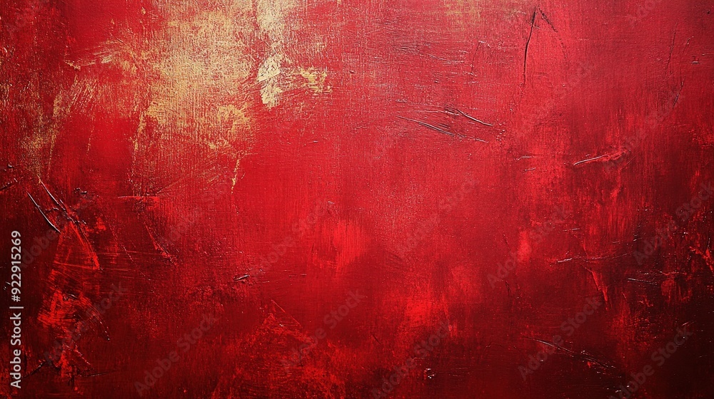 Poster red grunge texture: a textured red backdrop with subtle gold accents, perfect for adding a touch of 
