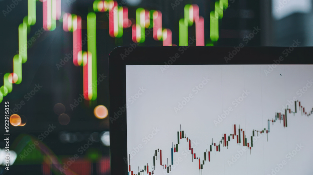 Poster Monitoring Financial Trends: Display Showing Fluctuating Graph with Upward and Downward Movements