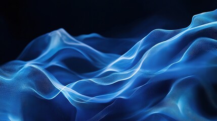 Obraz premium Azure Flow: Abstract waves of blue energy cascade across a dark backdrop, evoking a sense of movement, power, and ethereal beauty. 