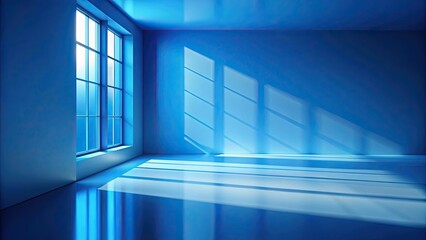 Obraz premium Abstract blue background with light and shadow from windows, perfect for product presentations, minimalistic