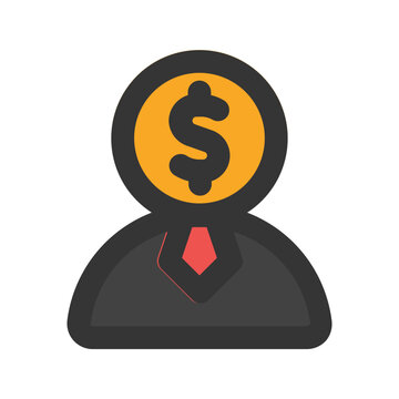 dollar coin head businessman icon clip art preview