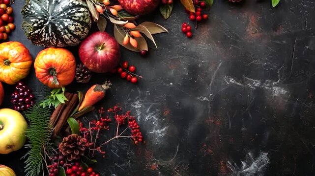 Thanksgiving table with decorations and copy space