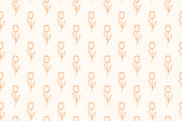 Tulip outline design seamless repeat pattern