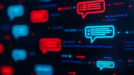 Global marketplace customer service chat, close-up on multi-language support and quick response icons