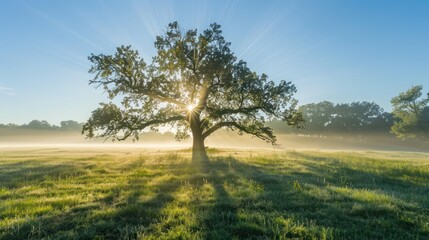 Sunrise Through the Branches of a Lone Tree