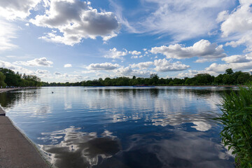 Serene Lake with Reflective Sky in London Park