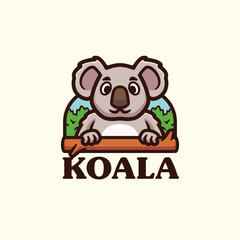 Koala Logo Character Vector illustration Mascot cartoon and cute style design