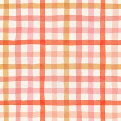 Pastel gingham plaid checkerboard with hand-drawn lines pattern.