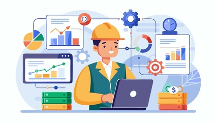This scene depicts an engineer analyzing data and optimizing production steps, highlighting their dedication to improving the overall production process.
